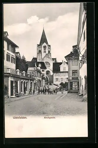 AK Weinfelden, Kirchgasse mit Kirche