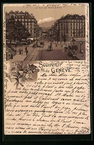 Lithographie Genève, La Rue du Mont Blanc