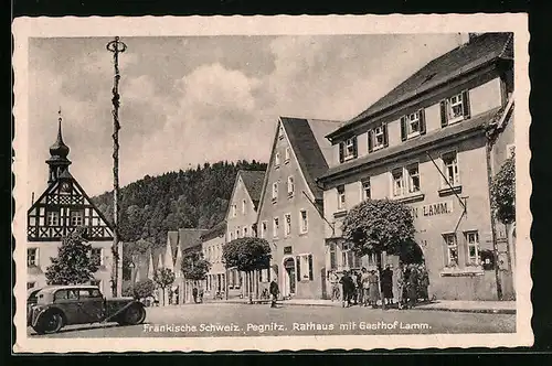 AK Pegnitz /Fränkische Schweiz, Rathaus mit Gasthof Lamm