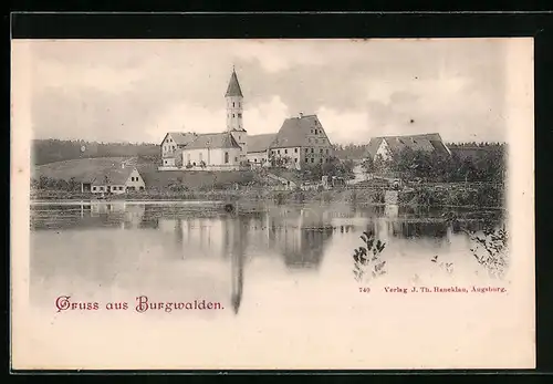 AK Burgwalden, Ortsansicht vom Wasser aus