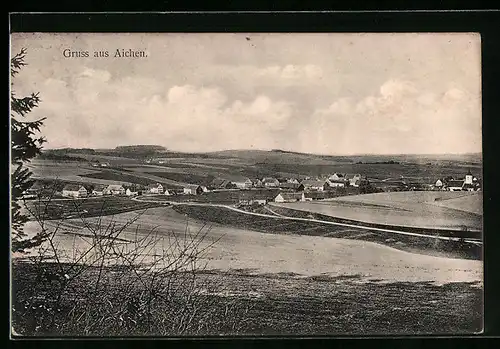 AK Aichen, Gesamtansicht mit Feldern aus der Vogelschau