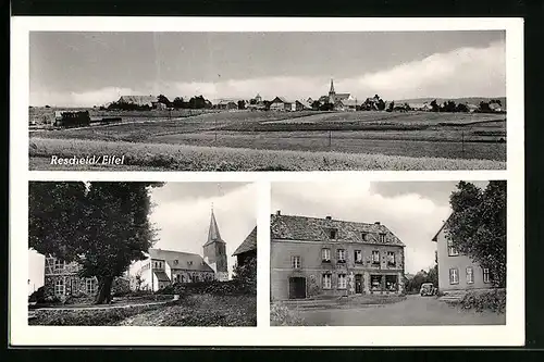 AK Rescheid /Eifel, Ortspanorama, Kirche, Ortspartie