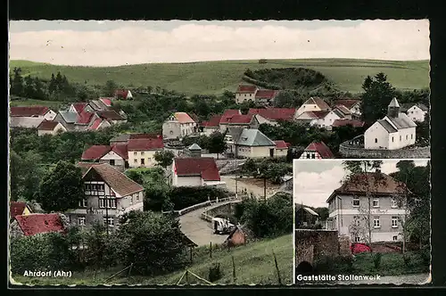 AK Ahrdorf /Ahr, Ortsansicht aus der Vogelschau, Gaststätte Stollenwerk