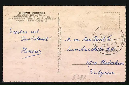 AK Ahrdorf /Ahr, Ortsansicht aus der Vogelschau, Gaststätte Stollenwerk