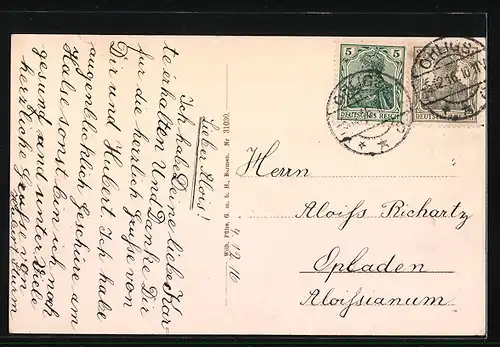 AK Ohligs, Städt. Lyzeum mit Strassenpartie