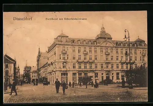 AK Düsseldorf, Parkhotel mit Elberfelderstrasse