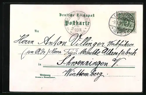 Lithographie Frankfurt a. M., Ortsansicht und Opernhaus