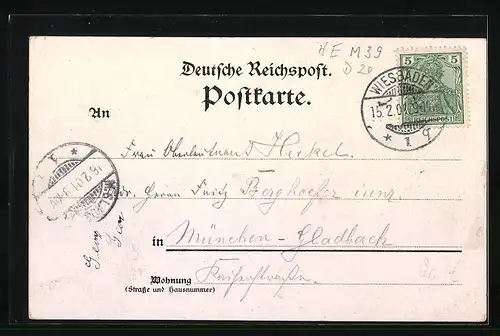 Lithographie Wiesbaden, Gasthaus Rathskeller, Innenansicht