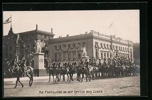 AK Berlin, Die Postillione an der Spitze des Zuges, Pariser Platz