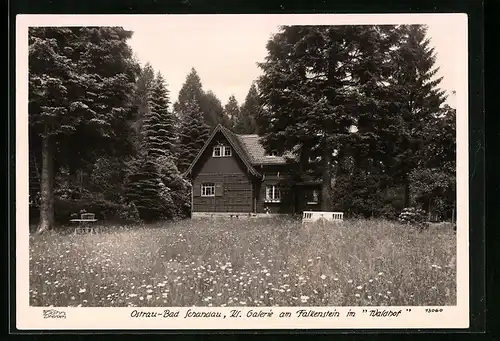 Foto-AK Walter Hahn, Dresden, Nr. 13060: Ostrau-Bad Schandau, Kl. Galerie am Falkenstein im Waldhof