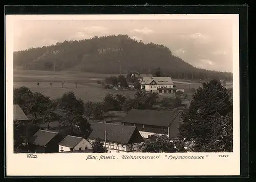 Foto-AK Walter Hahn, Dresden, Nr. 11591: Kleinhennersdorf /Sächs. Schweiz, Blick zur Heymannbaude