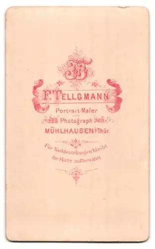 Fotografie F. Tellgmann, Mühlhausen i. Th., älterer Soldat in Uniform mit Backenbart