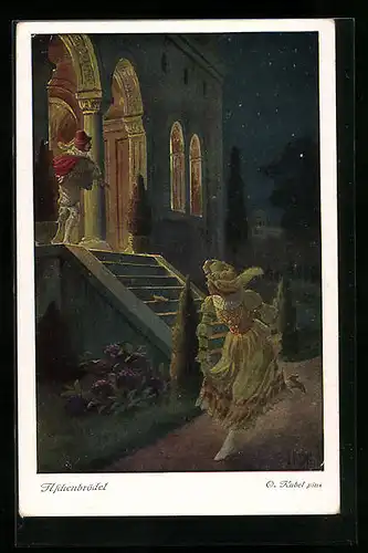 Künstler-AK Otto Kubel: Aschenputtel läuft vom Fest davon, Märchen