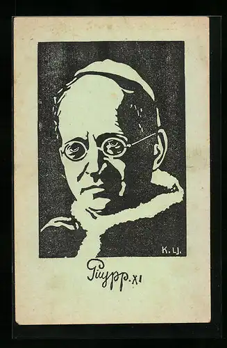 AK Portrait von Papst Pius XI. mit Brille
