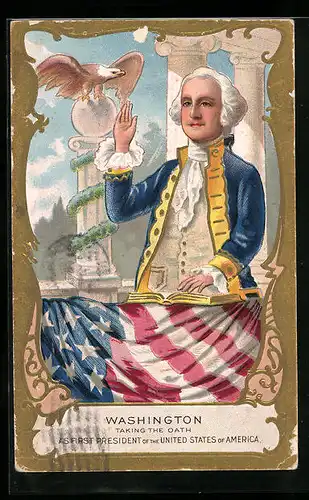 Präge-AK Washington taking the Oath as first President of the United states of America