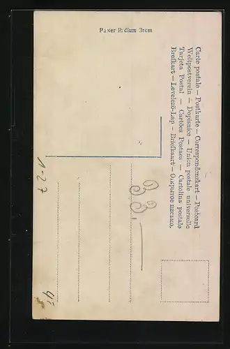 AK St. Helena, Napoleon lehnt an einem Felsen