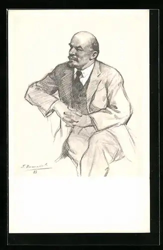 AK Portrait von Lenin im Anzug mit ineinandergelegten Händen