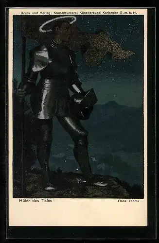 Künstler-AK Hans Thoma: Hüter des Tales mit Fahne