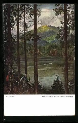 Künstler-AK Hans Thoma: Träumerei an einem Schwarzwaldsee