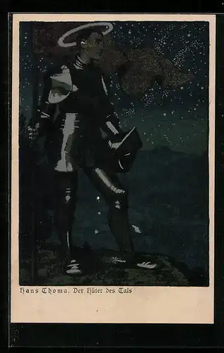 Künstler-AK Hans Thoma: Hüter des Tales mit Fahne