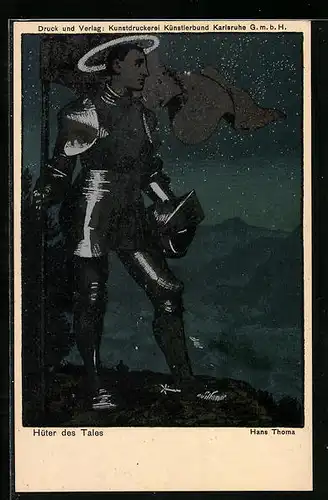 Künstler-AK Hans Thoma: Hüter des Tales mit Fahne