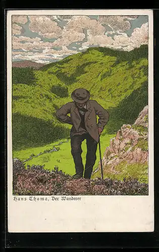 Künstler-AK Hans Thoma: Der Wanderer