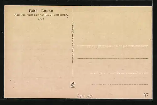 Künstler-AK Otto Ubbelohde: Fulda, Paulstor