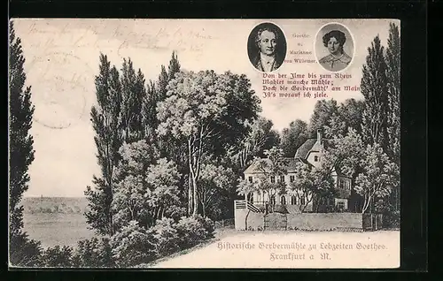 AK Frankfurt-Oberrad, Historische Gerbermühle zu Lebzeiten Goethes
