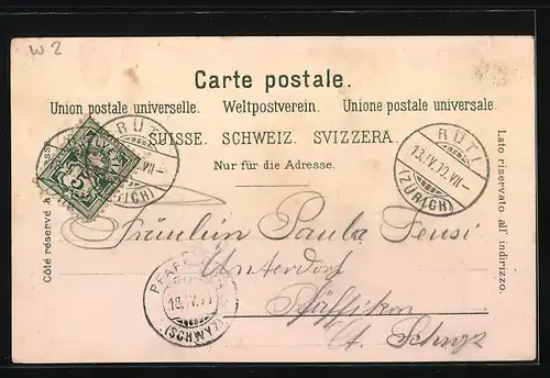 Lithographie Mann und Frauen aus den Bergen in Trachten