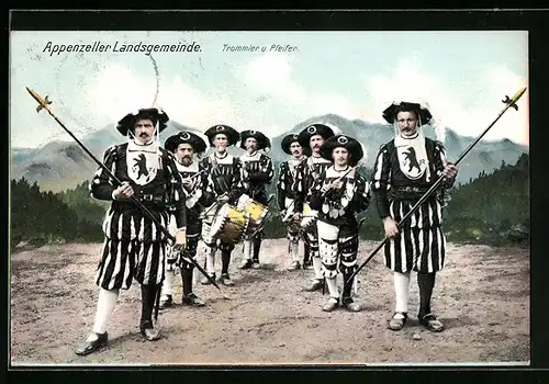 AK Trommler u. Pfeifer der Appenzeller Landsgemeinde in Trachten