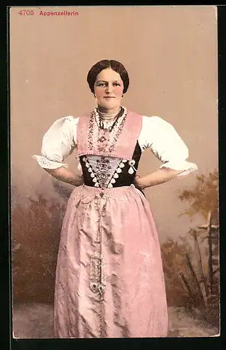 AK Appenzellerin in Tracht