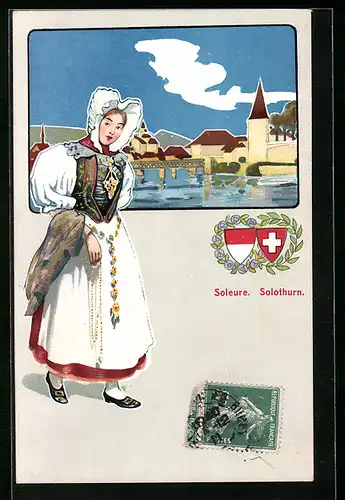 AK Junge Frau in Schweizer Tracht