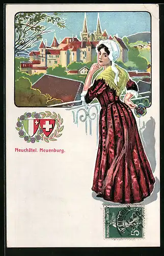 AK Junge Frau in Schweizer Tracht