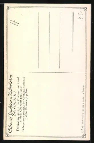 AK Ältere Frau in Appenzeller Tracht, auf einem Stuhl sitzend