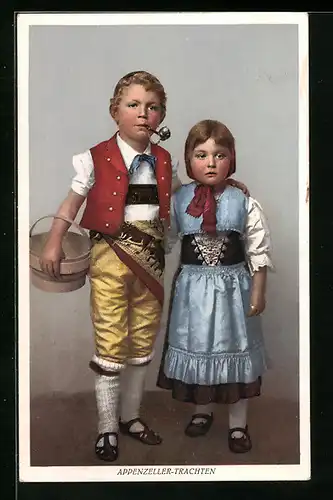 AK Kleines Paar in Appenzeller Tracht