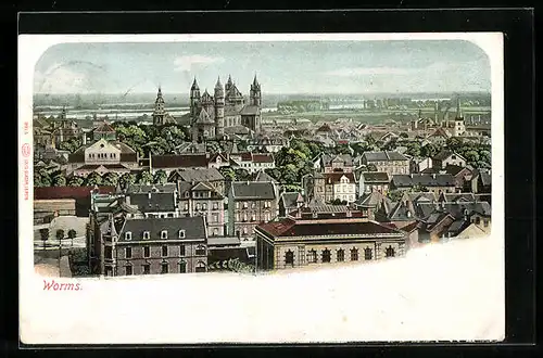 AK Worms, Ortsansicht aus der Vogelschau