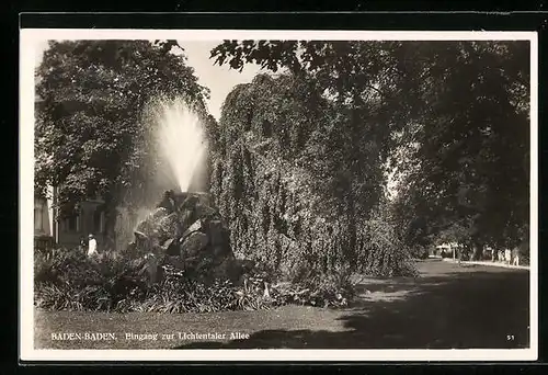 AK Baden-Baden, Eingang zur Lichtentaler Allee