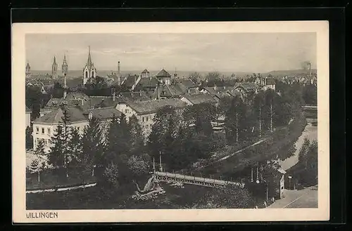 AK Villingen, Gesamtansicht aus der Vogelschau