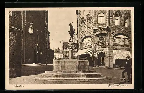 AK Aachen, Passant am Hühnerbrunnen