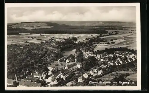 AK Maulbronn, Ort mit Kloster vom Flugzeug aus