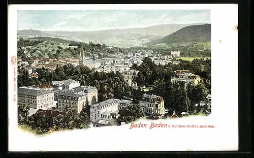 AK Baden-Baden, Ort vom Schloss Solms gesehen