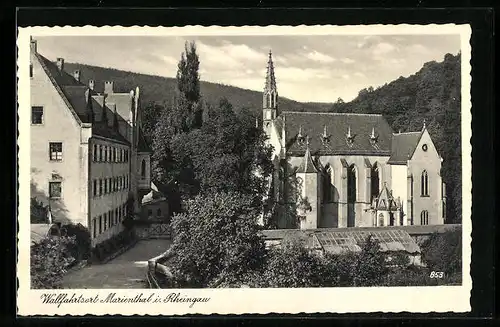 AK Marienthal, Wallfahrtsort i. Rheingau, Teilansicht mit Kirche