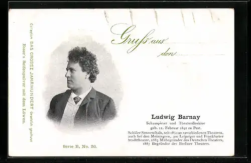 AK Schauspieler Ludwig Barnay im Profil