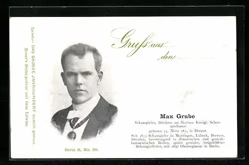 AK Portrait des Schauspielers Max Grube