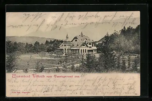 AK Bad Villach, Ortspartie vom Tennisground aus