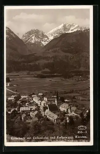 AK Kötschach, Ort mit Cellenkofel und Kellerwand