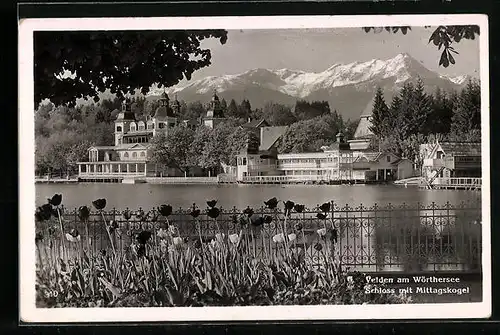 AK Velden am Wörthersee, Schloss mit Mittagskogel