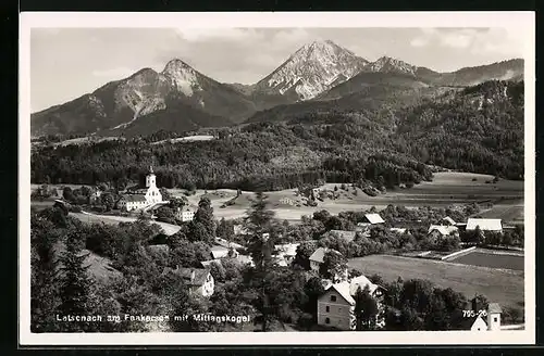 AK Latschach am Faakersee, Blick aus der Vogelschau auf Ort und Mittagskogel
