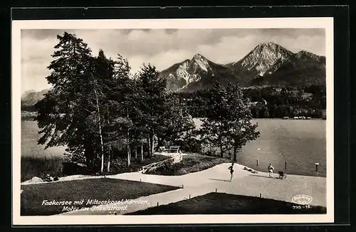 AK Faakersee, Motiv am Inselstrand mit Mittagskogel