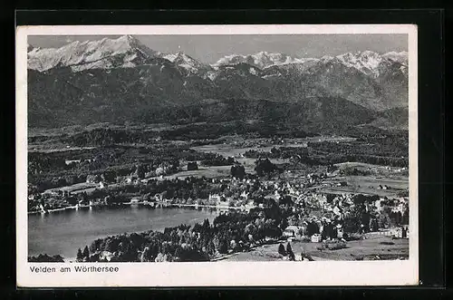 AK Velden am Wörthersee, Ortsansicht mit Umland aus der Vogelschau